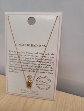 Tiny Tags brand gingerbread man pendant necklace